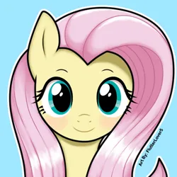 Size: 512x512 | Tagged: safe, artist:flutterlover5, derpibooru import, machine learning assisted, fluttershy, pegasus, adorable face, big eyes, blushing, cute, detailed, digital art, icon, image, looking at you, outline, pink hair, png, shading, shy, simple background, smiling, smiling at you, solo, watermark