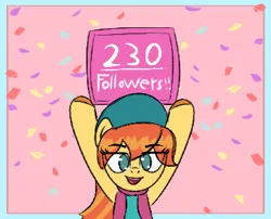 Size: 1000x807 | Tagged: safe, artist:glim_gg, derpibooru import, oc, unofficial characters only, earth pony, pony, confetti, image, looking at you, png, smiling