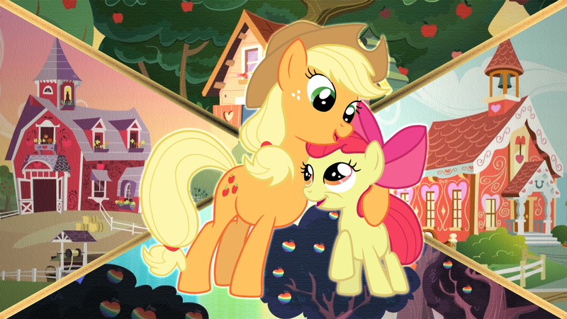 Size: 1920x1080 | Tagged: safe, artist:lifesharbinger, derpibooru import, apple bloom, applejack, image, png