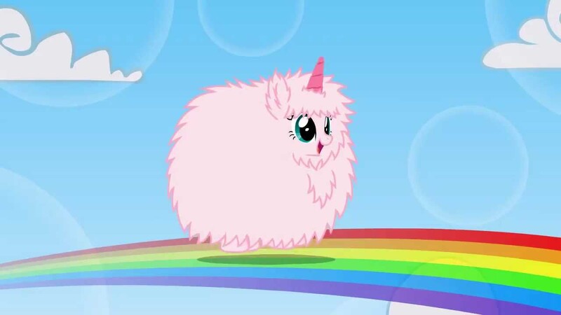 Size: 1280x720 | Tagged: safe, artist:mixermike622, derpibooru import, oc, oc:fluffle puff, unofficial characters only, pony, unicorn, 2013, artifact, brony history, cloud, cute, fake horn, female, fluffle puff tales, flufflebetes, horn, image, jpeg, link in description, mare, nostalgia, ocbetes, open mouth, open smile, pink fluffy unicorns dancing on rainbows, rainbow, sky, smiling, solo, unicorn oc, youtube link, youtube thumbnail