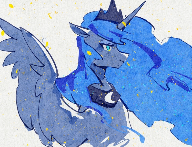 Size: 1280x976 | Tagged: safe, artist:lendftcn, derpibooru import, princess luna, alicorn, pony, bust, female, image, jpeg, mare, solo