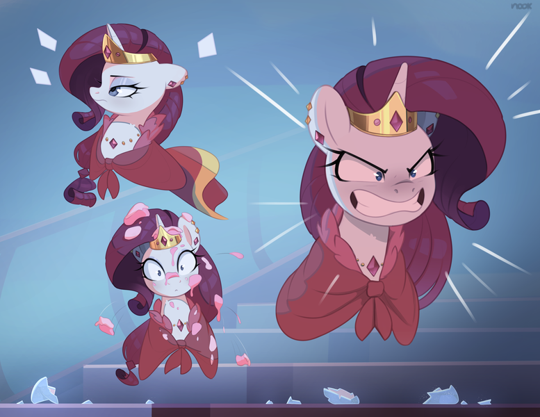 Size: 4500x3477 | Tagged: safe, artist:nookprint, derpibooru import, rarity, pony, unicorn, the best night ever, clothes, dress, gala dress, image, jewelry, messy, png, solo, tiara