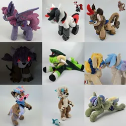Size: 2560x2560 | Tagged: safe, artist:chillynachos, artist:difis, derpibooru import, oc, kirin, original species, pegasus, plush pony, pony, unicorn, advertisement, commission, commission info, craft, furry, image, kirin oc, plushie, png, your character here
