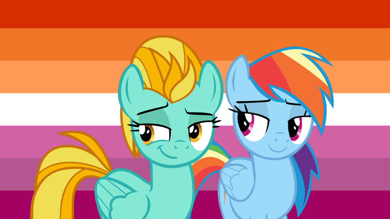 Size: 1920x1080 | Tagged: safe, derpibooru import, lightning dust, rainbow dash, pegasus, pony, faic, female, image, jpeg, lesbian, lesbian pride flag, mare, pride, pride flag, pride month, rainbowdust, shipping, smiling, smug, smugdash