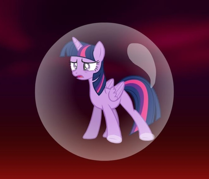 Size: 838x720 | Tagged: safe, derpibooru import, twilight sparkle, twilight sparkle (alicorn), alicorn, twilight's kingdom, alternate universe, bubble, dark sky, image, in bubble, jpeg, sad, solo, storm, stormcloud