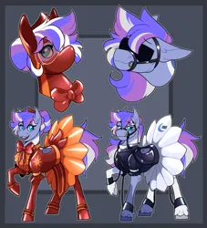 Size: 3279x3610 | Tagged: suggestive, artist:parrpitched, derpibooru import, oc, oc:plum pudding(fireverse), pegasus, pony, clothes, fireheart76's latex suit design, gloves, harness, image, latex, latex gloves, latex suit, pegasus oc, png, prisoners of the moon, reference sheet, rubber, rubber suit, straps, tack, wings