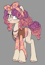 Size: 1080x1574 | Tagged: safe, artist:ninjagobrony287, derpibooru import, oc, oc:groovy remedy, unofficial characters only, earth pony, pony, clothes, coat markings, female, gray background, image, jewelry, looking at you, magical lesbian spawn, mare, mole, necklace, offspring, parent:rarity, parent:tree hugger, parents:rarihugger, png, simple background, smiling, smiling at you, solo, vest