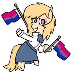 Size: 1000x1000 | Tagged: safe, artist:symphonydawn3, derpibooru import, oc, oc:jackie spectre, unofficial characters only, earth pony, pony, bisexual, bisexual pride flag, clothes, commission, earth pony oc, female, flag, floating, grin, image, lgbt, mare, png, pride, pride flag, pride month, simple background, smiling, solo, white background, ych result