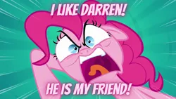 Size: 1280x720 | Tagged: safe, derpibooru import, edit, edited screencap, screencap, pinkie pie, earth pony, pony, pinkie pride, angry, caption, female, image, mad dog hoek, mare, png, ren and stimpy, solo, text, yelling