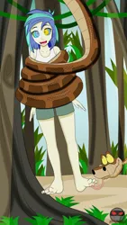 Size: 670x1192 | Tagged: suggestive, artist:hypnoninja33, derpibooru import, vinyl scratch, snake, equestria girls, feet, hypno eyes, hypnosis, image, jpeg, kaa, solo