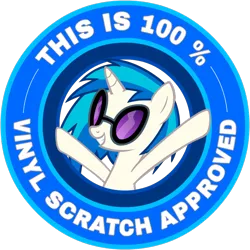 Size: 1000x1000 | Tagged: safe, artist:wojtek-ツ, derpibooru import, vinyl scratch, pony, unicorn, approval, approved, female, g4, hooves up, image, mare, open mouth, open smile, png, seal of approval, simple background, smiling, solo, transparent background, vector