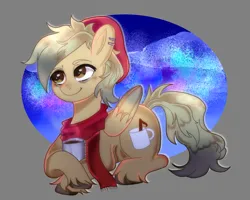 Size: 5000x4000 | Tagged: safe, artist:hana_koowo, derpibooru import, oc, oc:coffee coat, unofficial characters only, pegasus, pony, clothes, image, png, scarf, smiling, solo, tired