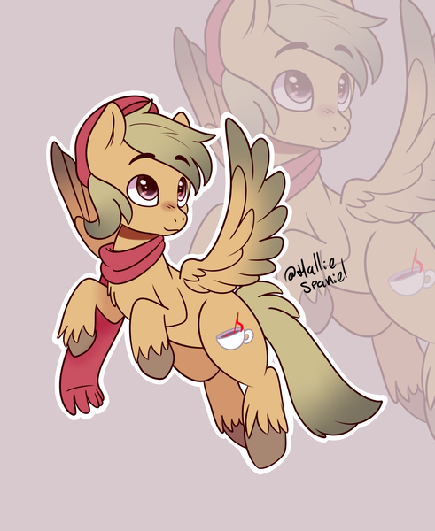 Size: 4500x5500 | Tagged: safe, artist:hallie_spaniel, derpibooru import, oc, oc:coffee coat, unofficial characters only, pegasus, pony, clothes, image, png, scarf, solo, unshorn fetlocks, zoom layer