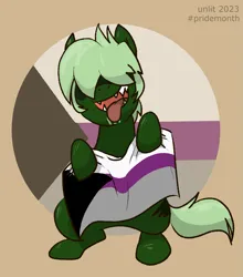 Size: 1311x1491 | Tagged: safe, artist:unlit, derpibooru import, oc, oc:darklight, unofficial characters only, pony, demisexual pride flag, facial hair, fangs, image, png, pride, pride flag, solo, tongue out
