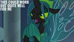 Size: 2000x1125 | Tagged: safe, derpibooru import, edit, edited screencap, editor:quoterific, screencap, queen chrysalis, the ending of the end, image, png, solo, ultimate chrysalis