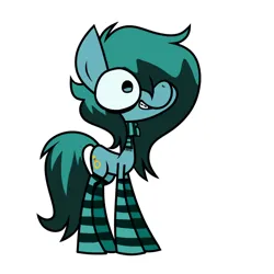 Size: 1024x1024 | Tagged: safe, artist:alandisc, derpibooru import, oc, oc:max crow, unofficial characters only, earth pony, pony, clothes, emo, eyeliner, hair over one eye, image, jpeg, makeup, male, scarf, simple background, smiling, socks, solo, striped socks, two toned mane, white background, younger