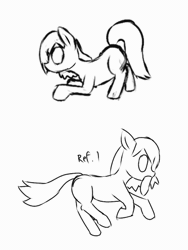 Size: 420x560 | Tagged: safe, artist:anonymous, oc, oc:snow slide, unofficial characters only, fish, pony, taiga pony, animated, crawling, female, galloping, gif, image, mare, mouth hold, running, sneaking, solo