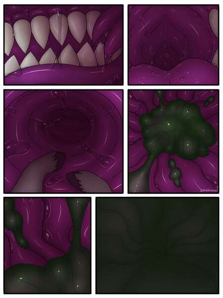 Size: 3000x4000 | Tagged: questionable, artist:smallhorses, derpibooru import, pharynx, changeling, comic, commission, image, jpeg, offscreen character, pov, slime, soft vore, vore