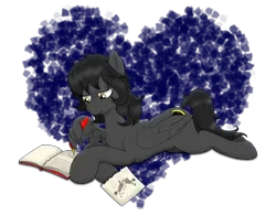 Size: 2048x1600 | Tagged: safe, artist:wojtek-ツ, derpibooru import, oc, oc:eclipse, pegasus, pony, book, caption, diary, digital art, female, heart, image, image macro, journal, mare, png, quill, simple background, solo, stick pony, text, torn page, transparent background, wing writing, writing