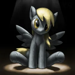 Size: 2000x2000 | Tagged: safe, artist:murskme, derpibooru import, derpy hooves, pegasus, pony, female, high res, image, jpeg, looking at you, mare, plushie, pony plushie, seams, sitting, solo, spotlight