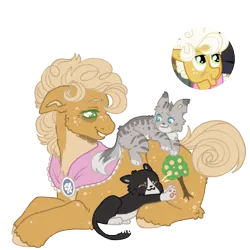 Size: 1000x1000 | Tagged: safe, artist:kazmuun, derpibooru import, goldie delicious, cat, pony, image, lying down, png, prone, simple background, solo, transparent background
