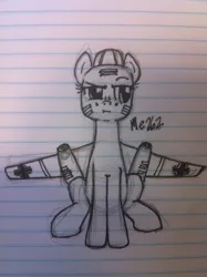 Size: 1529x2048 | Tagged: safe, artist:anearbyanimal, oc, unofficial characters only, original species, plane pony, pony, image, jpeg, me 262, plane, sitting, solo, traditional art