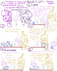 Size: 4779x6013 | Tagged: safe, artist:adorkabletwilightandfriends, derpibooru import, moondancer, spike, starlight glimmer, oc, oc:pinenut, cat, comic:adorkable twilight and friends, adorkable, adorkable twilight, behaving like a cat, cat on keyboard, cities skylines, clothes, comic, computer, corrupted, cute, dork, expressions, eyebrows, friendship, game box, glasses, happy, image, insurance fraud, jumping, laptop computer, lying down, nervous, petting, png, scooting, sim city, simulator, sitting, sleepy, slice of life, smiling, sweater, table, tired, unhappy, video game, yawn