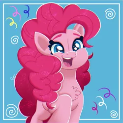 Size: 1280x1280 | Tagged: safe, artist:puyohh, derpibooru import, pinkie pie, earth pony, pony, chest fluff, happy, image, jpeg, open mouth, open smile, smiling, solo