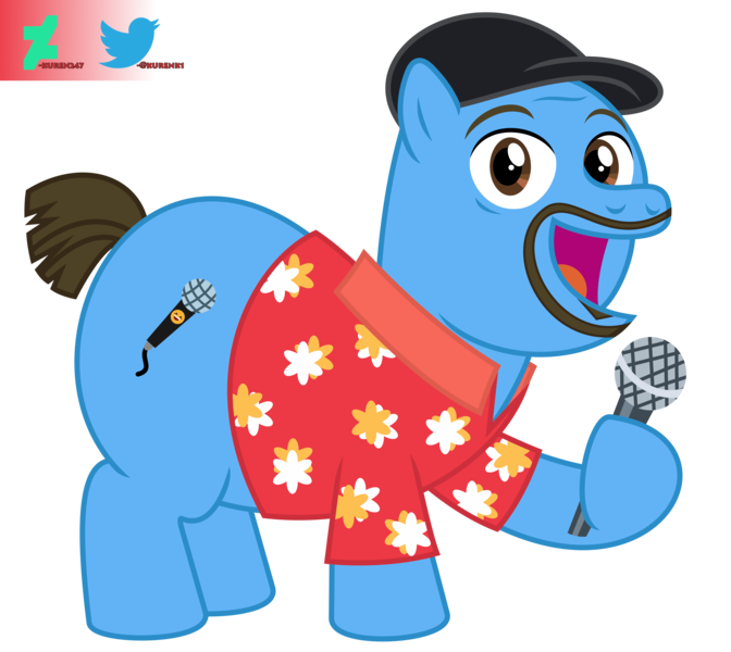 Size: 6600x5890 | Tagged: safe, artist:kuren247, derpibooru import, ponified, earth pony, pony, big pony, cap, celebrity, clothes, comedy, facial hair, fat, gabriel iglesias, goatee, hat, hawaiian shirt, image, looking at you, male, microphone, png, shirt, show accurate, simple background, solo, stallion, transparent background, vector