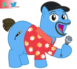 Size: 6600x5890 | Tagged: safe, artist:kuren247, derpibooru import, ponified, earth pony, pony, big pony, cap, celebrity, clothes, comedy, facial hair, fat, gabriel iglesias, goatee, hat, hawaiian shirt, image, looking at you, male, microphone, png, shirt, show accurate, simple background, solo, stallion, transparent background, vector