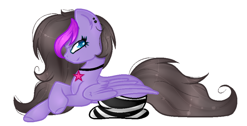 Size: 916x470 | Tagged: safe, artist:angellightyt, derpibooru import, oc, unofficial characters only, pegasus, pony, base used, choker, clothes, ear piercing, female, image, lying down, mare, pegasus oc, piercing, png, prone, simple background, smiling, socks, solo, striped socks, transparent background, wings