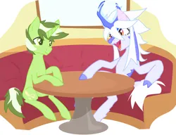 Size: 2913x2239 | Tagged: safe, artist:nmoonly, derpibooru import, oc, unofficial characters only, kirin, disguise, disguised changeling, duo, image, jpeg, kirin oc