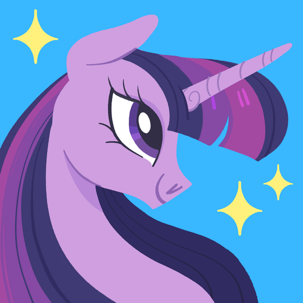 Size: 5000x5000 | Tagged: safe, derpibooru import, twilight sparkle, twilight sparkle (alicorn), alicorn, pony, unicorn, blue background, image, lineless, multicolored hair, multicolored mane, png, show accurate, simple background, solo