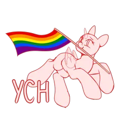 Size: 3000x3000 | Tagged: safe, artist:xcinnamon-twistx, derpibooru import, pony, commission, cute, dynamic pose, flag, gay, gay pride, gay pride flag, holding, image, jumping, looking at you, male, mouth hold, png, pride, pride flag, smiling, your character here