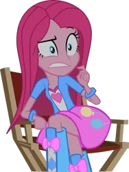 Size: 1011x1346 | Tagged: safe, artist:retroponybro, derpibooru import, pinkie pie, equestria girls, base used, chair, female, full body, image, pinkamena diane pie, png, simple background, sitting, solo, transparent background, vector