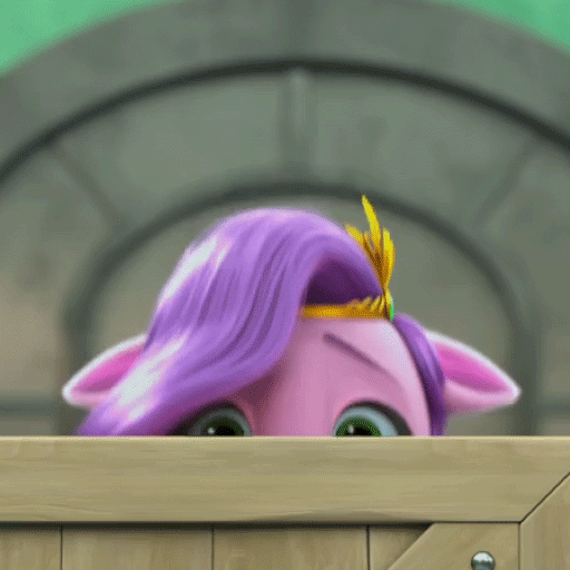 Size: 512x512 | Tagged: safe, derpibooru import, screencap, pipp petals, pony, g5, my little pony: make your mark, spoiler:my little pony: make your mark chapter 4, spoiler:myms04e02, adorapipp, animated, cropped, cute, floppy ears, gif, hiding, i watch it for the ears, image, my little pony: make your mark chapter 4, peeking, scared, solo, top remodel