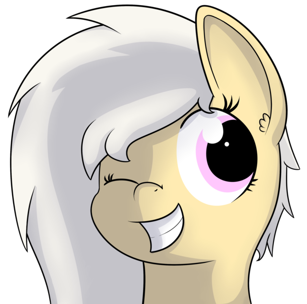 Size: 2661x2641 | Tagged: safe, artist:polynya, oc, oc:magnolia, unofficial characters only, earth pony, pony, bust, earth pony oc, female, grin, image, looking sideways, mare, one eye closed, png, simple background, smiling, solo, transparent background, wink
