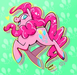 Size: 2048x1989 | Tagged: safe, artist:cracklewink, derpibooru import, pinkie pie, earth pony, pony, colored hooves, green background, image, png, simple background, solo