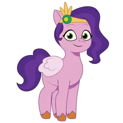 Size: 1200x1200 | Tagged: safe, artist:prixy05, derpibooru import, pipp petals, pegasus, pony, g5, my little pony: tell your tale, chubby, diadem, female, headband, image, jewelry, looking at you, mare, png, regalia, simple background, smiling, smiling at you, solo, transparent background, unshorn fetlocks, vector