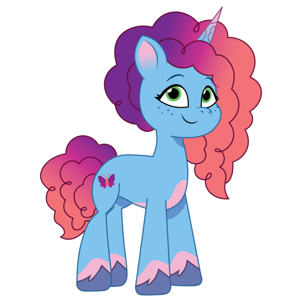 Size: 1200x1200 | Tagged: safe, alternate version, artist:prixy05, derpibooru import, pony, unicorn, g5, my little pony: tell your tale, spoiler:g5, alternate hair color, coat markings, cutie mark, female, freckles, image, looking at you, mare, misty brightdawn, pale belly, png, simple background, smiling, smiling at you, socks (coat marking), solo, transparent background, unshorn fetlocks, vector