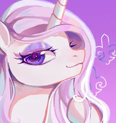 Size: 2084x2204 | Tagged: safe, artist:湮浊湮于浊, derpibooru import, fleur-de-lis, pony, unicorn, bust, colored, eyeshadow, female, image, looking at you, makeup, mare, png, portrait, smiling, solo