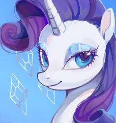 Size: 2084x2204 | Tagged: safe, artist:湮浊湮于浊, derpibooru import, rarity, pony, unicorn, bust, eyeshadow, female, image, looking at you, makeup, mare, png, portrait, smiling, solo