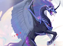 Size: 5167x3784 | Tagged: safe, artist:湮浊湮于浊, derpibooru import, nightmare moon, alicorn, pony, female, image, mare, open mouth, png, solo, wings