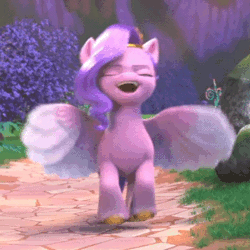 Size: 400x400 | Tagged: safe, derpibooru import, screencap, pipp petals, pegasus, pony, g5, my little pony: make your mark, spoiler:my little pony: make your mark chapter 4, spoiler:myms04e03, adorapipp, animated, cute, dancing, diadem, excited, eyes closed, female, gif, headband, i watch it for the ears, image, jewelry, mare, my little pony: make your mark chapter 4, open mouth, open smile, regalia, smiling, solo, spread wings, stomping, the jinxie games, trotting, trotting in place, unshorn fetlocks, wings