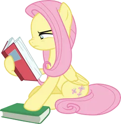 Size: 3000x3066 | Tagged: safe, artist:cloudy glow, derpibooru import, fluttershy, pegasus, pony, a health of information, .ai available, book, female, image, png, reading, simple background, solo, squint, transparent background, vector