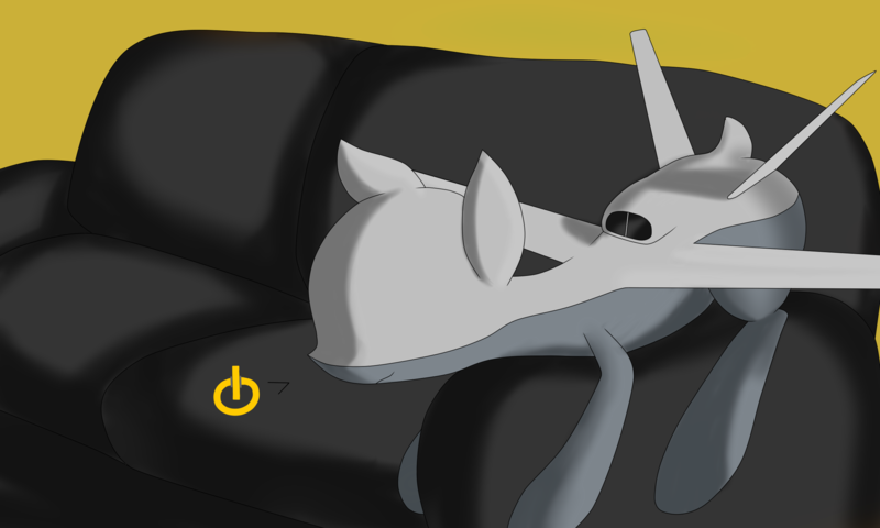 Size: 2500x1500 | Tagged: safe, artist:fyrworks, oc, unofficial characters only, original species, plane pony, pony, predator drone, couch, image, plane, png, sleeping, solo