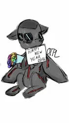 Size: 720x1280 | Tagged: safe, artist:otpl, oc, unofficial characters only, original species, plane pony, pony, b-2 spirit, bouquet, flower, happy new year, happy new year 2016, holiday, image, mouth hold, plane, png, simple background, solo, white background