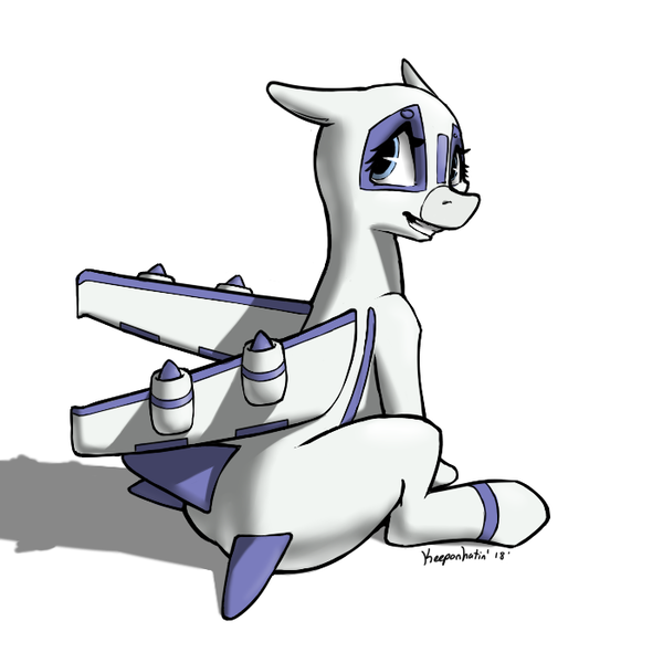 Size: 700x700 | Tagged: safe, artist:keeponhatin, oc, oc:air liner, unofficial characters only, original species, plane pony, pony, boeing 737, female, image, mare, plane, png, simple background, sitting, smiling, solo, white background