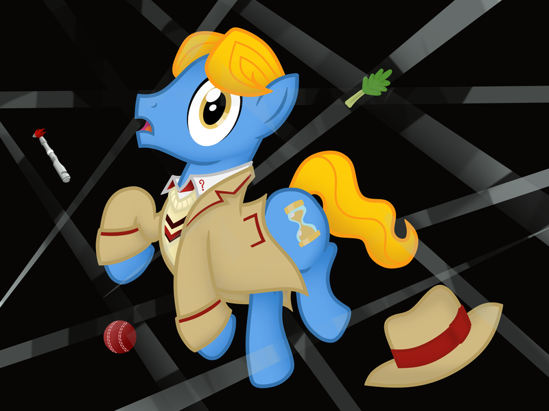Size: 3264x2448 | Tagged: safe, artist:tidmouthmilk12, derpibooru import, celery stalk, doctor whooves, perfect pace, time turner, earth pony, crossover, doctor who, image, newbie artist training grounds, png, solo, sonic screwdriver
