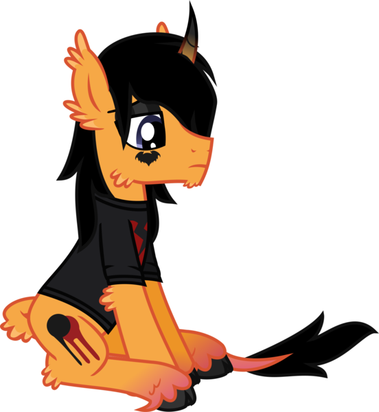 Size: 1542x1675 | Tagged: safe, artist:lightningbolt, derpibooru import, ponified, classical unicorn, pony, unicorn, .svg available, cheek fluff, chin fluff, clothes, cloven hooves, curved horn, dallon weekes, derpibooru exclusive, dyed mane, dyed tail, ear fluff, emo, eyeliner, eyeshadow, facial markings, frown, gradient hooves, gradient tail, hair over one eye, hoof polish, horn, image, leonine tail, lidded eyes, makeup, male, nail polish, painted horn, png, sad, shirt, show accurate, simple background, sitting, solo, stallion, t-shirt, tail, transparent background, unshorn fetlocks, vector